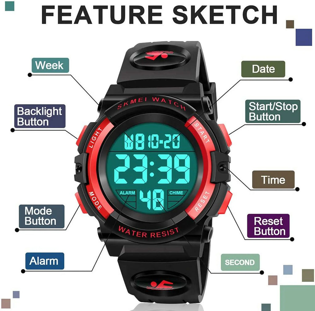 ATIMO LED 50M Waterproof Sports Digital Watch for Kids - Kids Gifts