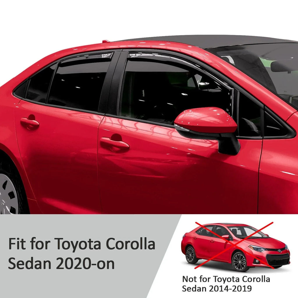 Voron Glass in-Channel Extra Long-lasting Rain Guards for Toyota Corolla 2020-2024 Sedan, Window Deflectors, Vent Window Visors, 4 Pieces - 200521