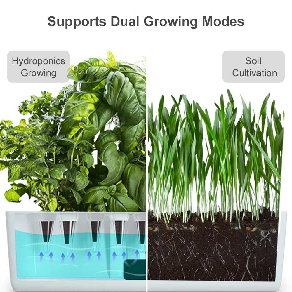 Lixada Hydroponics Indoor Growing Kit with 9 Pods Automatic Timing Adjustable Height 15W LED Grow Lights 2L Water Tank for Home Office Kitchen