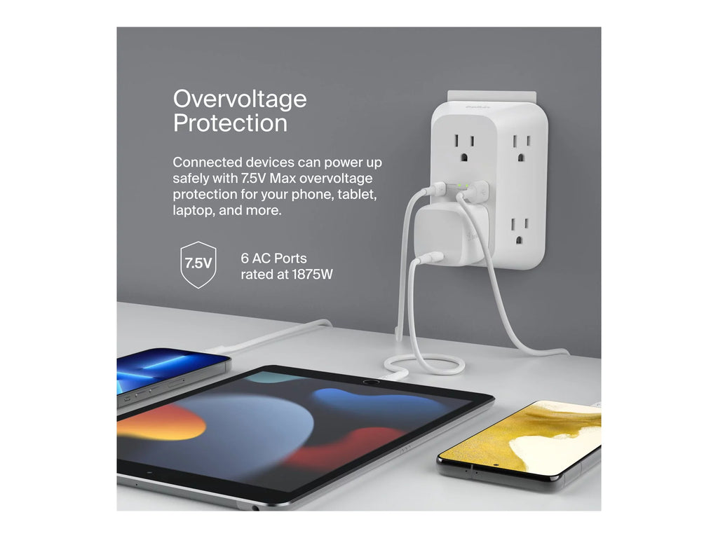 Belkin - Surge protector (wall mountable) - AC - output connectors: 8