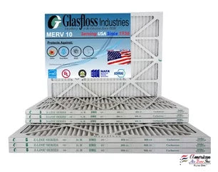 Glasfloss 20x20x1 - MERV 10 -Qty:6 - Furnace Air Filter - Made in USA (Actual Size: 19.5 x 19.5x7/8 inch)