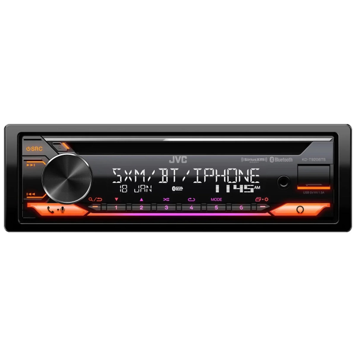 JVC KD-T920BTS Single DIN AM/FM Stereo USB AUX CD Player Bluetooth Multimedia Car Audio Receiver with Amazon Alexa Built-In, 2x 6.5" 2-Way Coaxial Car Speakers, Harley 98-2013 Install Adapter Kit