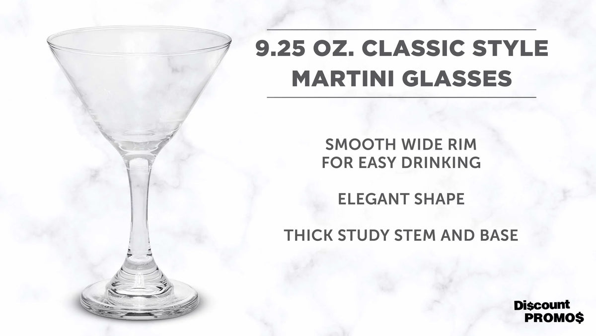 Classic Martini Glasses 9.25 oz. Set of 10, Bulk Pack - Top-notch for Cocktails, Wedding Favors, Party Favors, Events - Clear