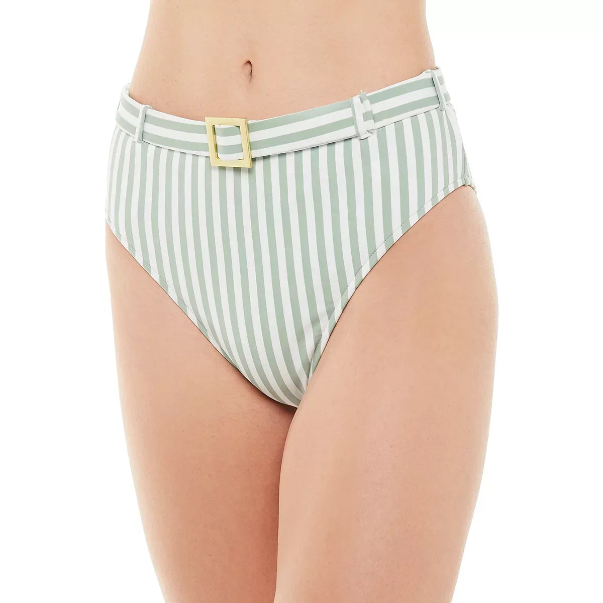 WeWoreWhat JADEITE Striped Emily High-Waist Bikini Swim Bottom, US X-Large