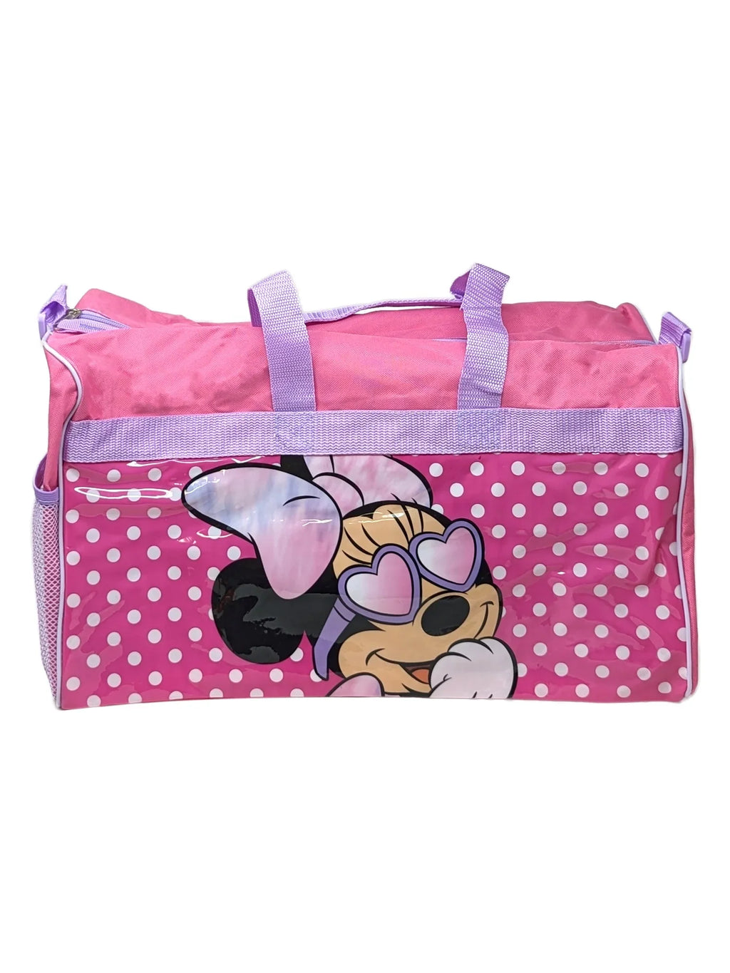Minnie Mouse Duffel Bag Travel Carry-On w/ Disney Pull Top Water Bottle Set