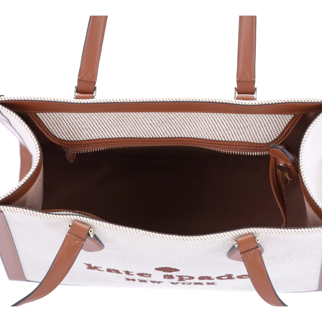Kate Spade KF508 Ellie Canvas Leather Large Shoulder Tote Warm Gingerbread