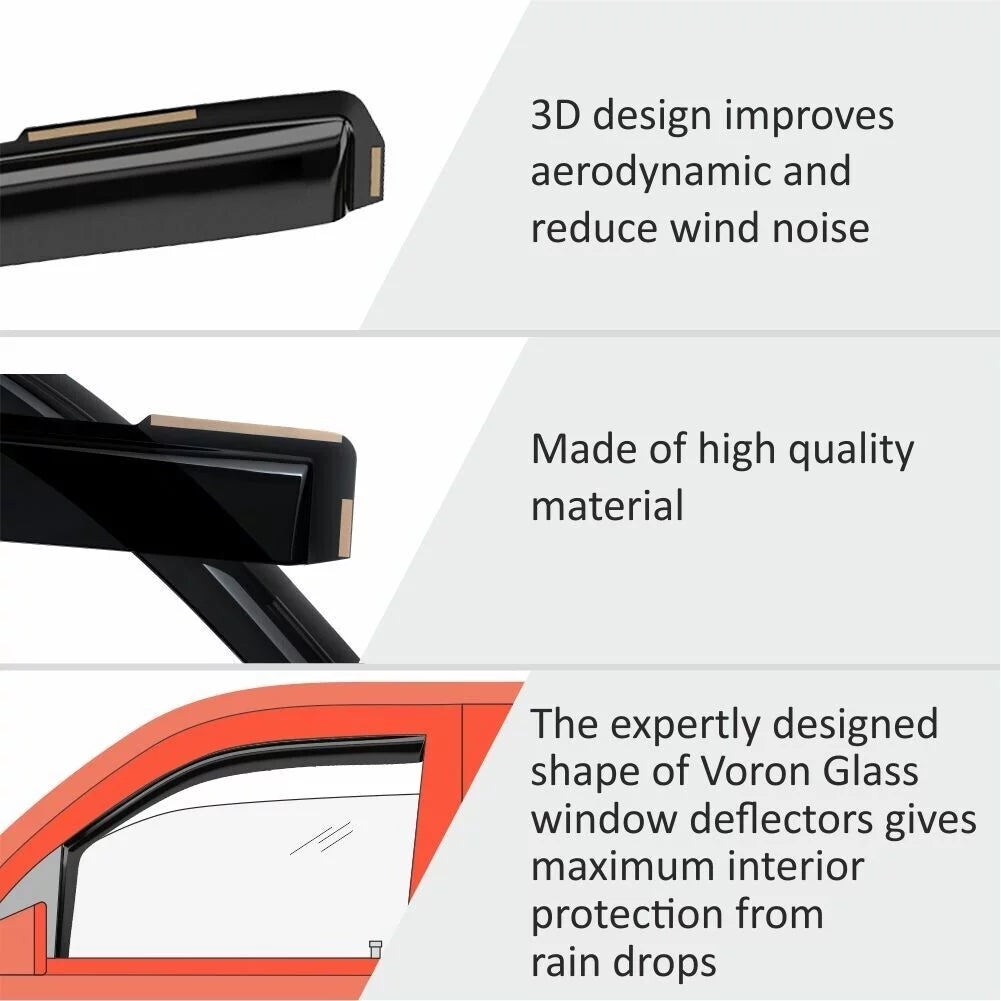 Voron Glass in-Channel Extra Long-lasting Rain Guards for Toyota Corolla 2020-2024 Sedan, Window Deflectors, Vent Window Visors, 4 Pieces - 200521