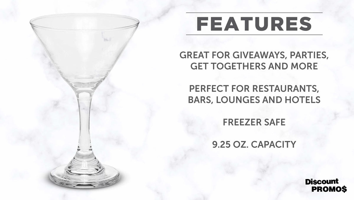 Classic Martini Glasses 9.25 oz. Set of 10, Bulk Pack - Top-notch for Cocktails, Wedding Favors, Party Favors, Events - Clear