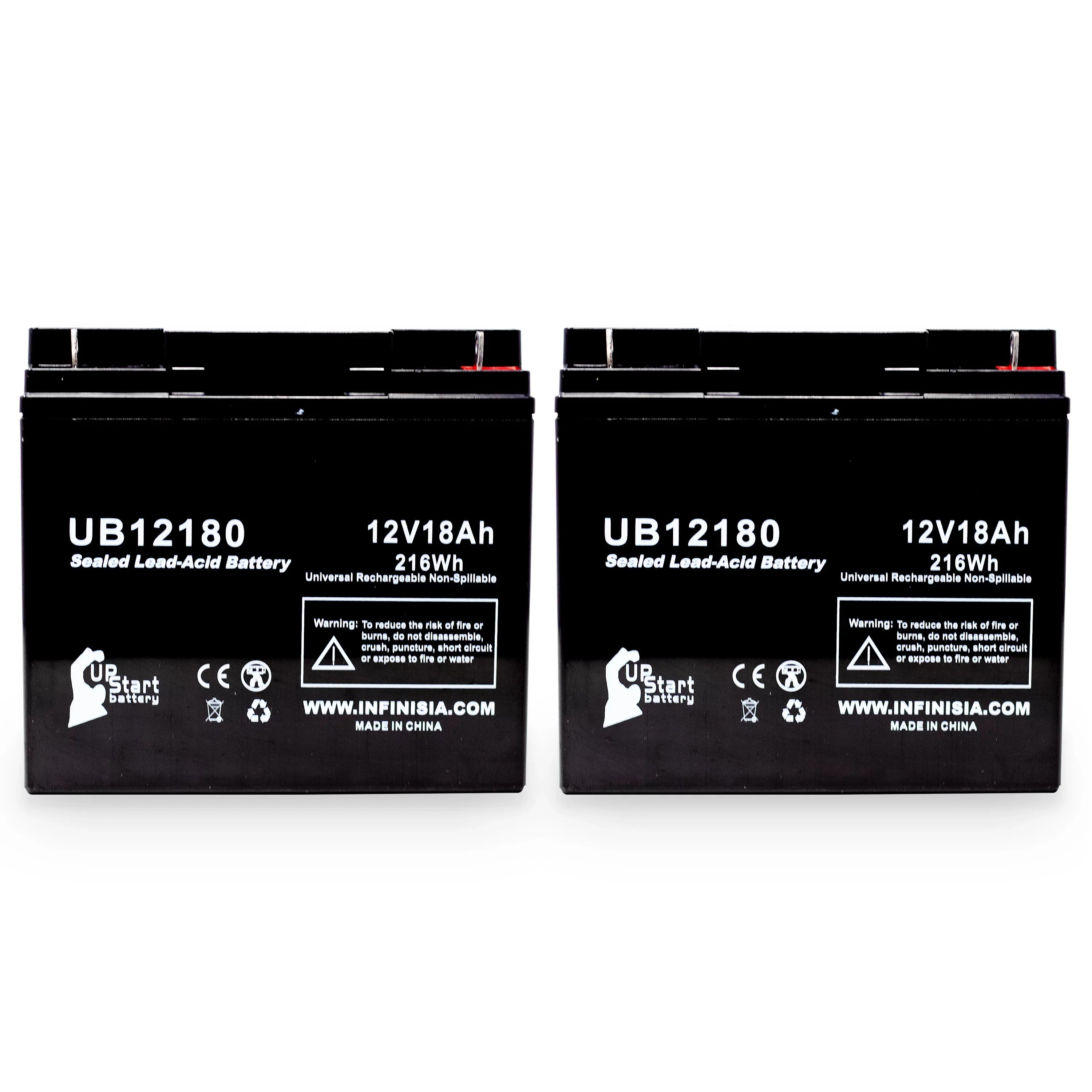 2x Pack - Matching GS / Portalac PX12180 Battery - Replacement UB12180 Universal Sealed Lead Acid Battery (12V, 18Ah, 18000mAh, T4 Terminal, AGM, SLA)