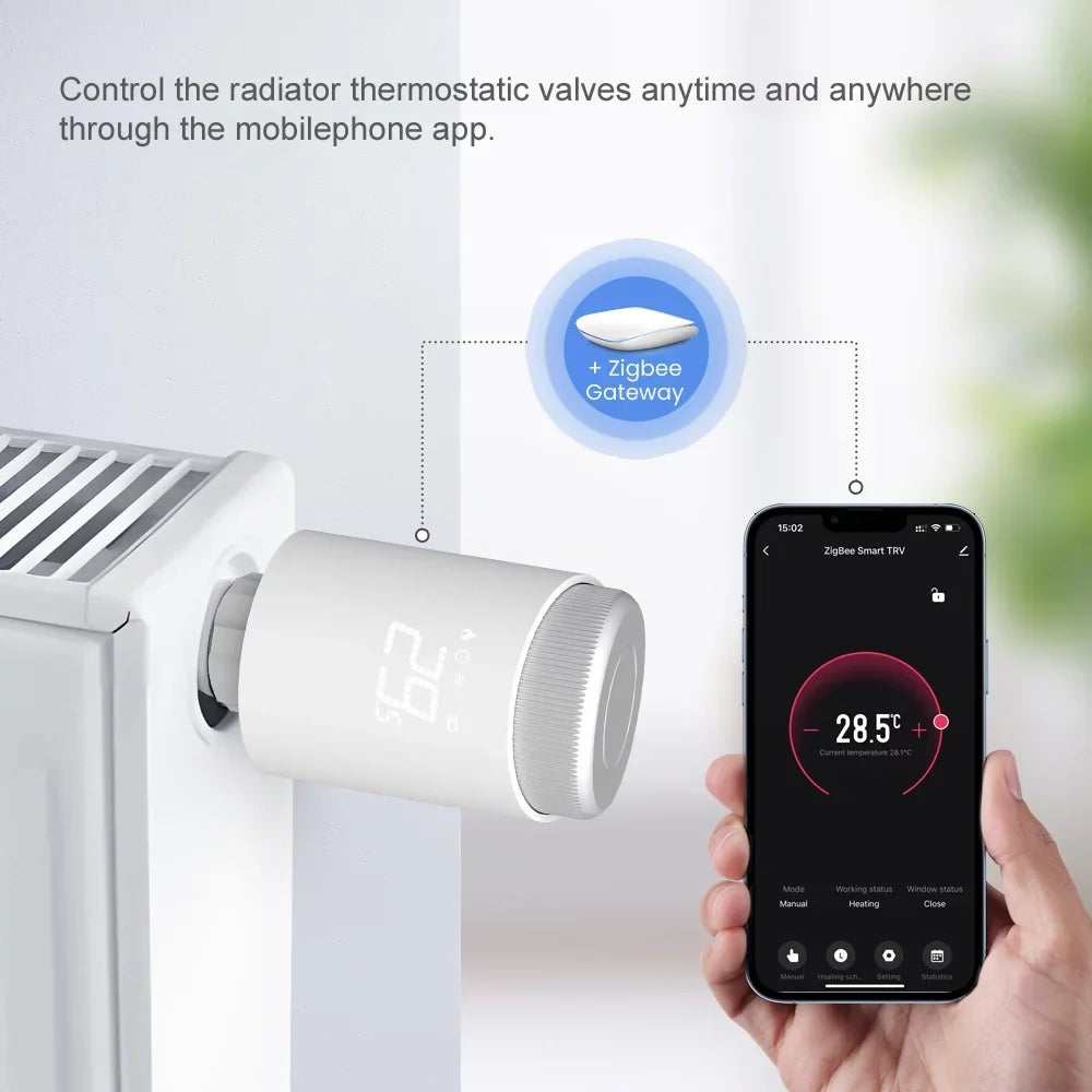 Tomshoo Thermostatic Radiator Valves ligent Wireless Mobilephone App Control Home Heating Thermostat Temperature Controller Radiator Thermostat Matching with Home