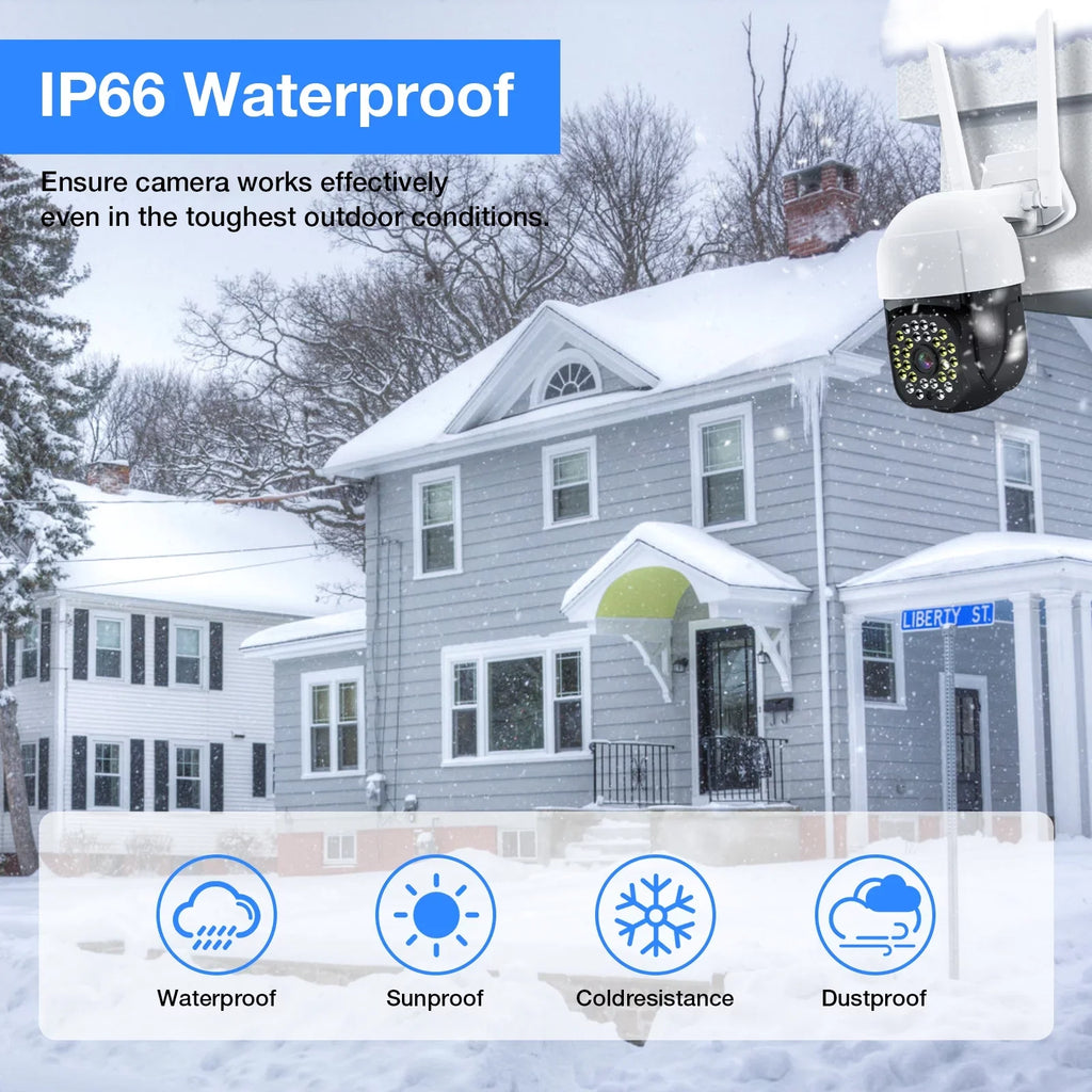 TOPVISION Security Cameras WiFi Door Camera, 2K Full Color Night Vision Outdoor Camera Home Camera with 360° PTZ View, Motion Detection, Siren, 2 Way Audio (2.4Ghz WiFi, Plug in)