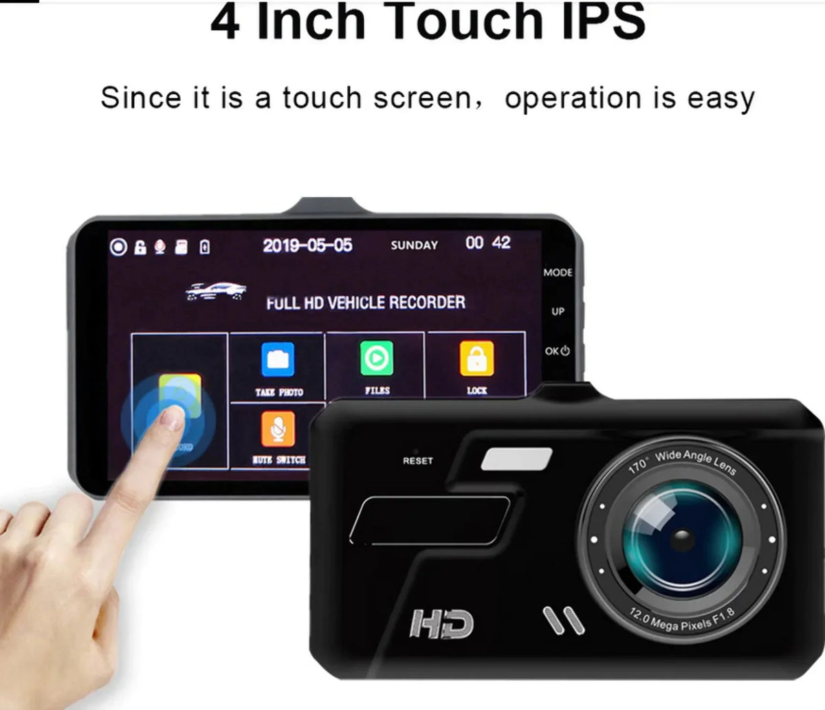 Dash Cam 4 LCD Car DVR Driving Recorder Dual Lens Camera 1080P Vehicle Video