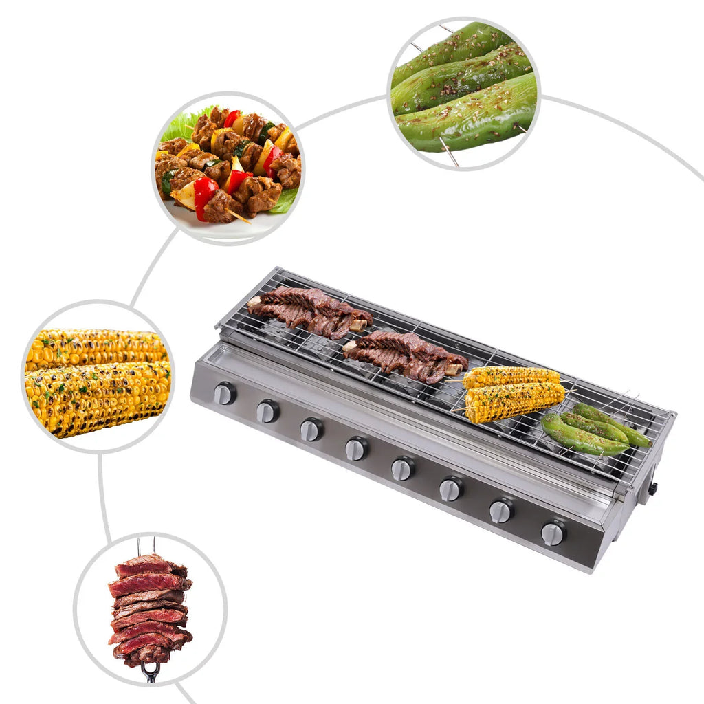 Large Gas Grill Outdoor Party 8 Burner BBQ Grill Commercial Adjustable Height Gas Grill