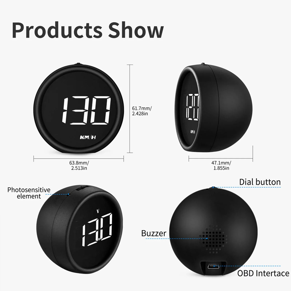 Moobody OBDII Speedometer Head-Up Display HUD for Car Diagnostic Detector Safe Driving