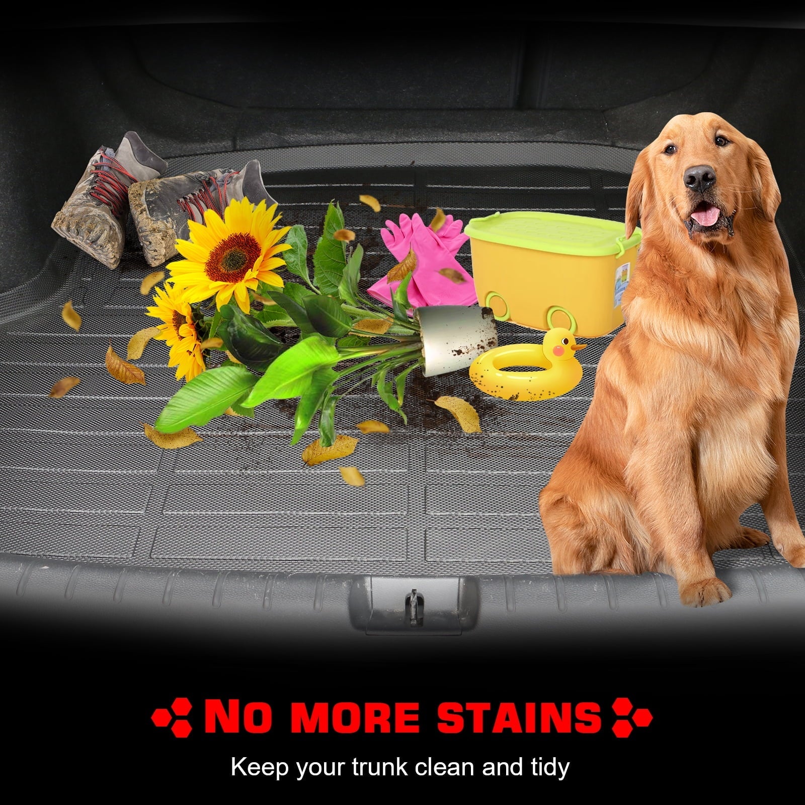 Ikon Motorsports Trunk Mat Suitable With 2021-2023 Jeep Wrangler 4xe, Black 3D Molded Car Rear Carpets Liner Protection TPE Thermo Plastic Elastomer All Climate Boot Tray Wrap Protector Pad