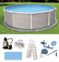 Belize 27-ft Round 52-in Deep 6-in Top Rail Metal Wall Swimming Pool Package