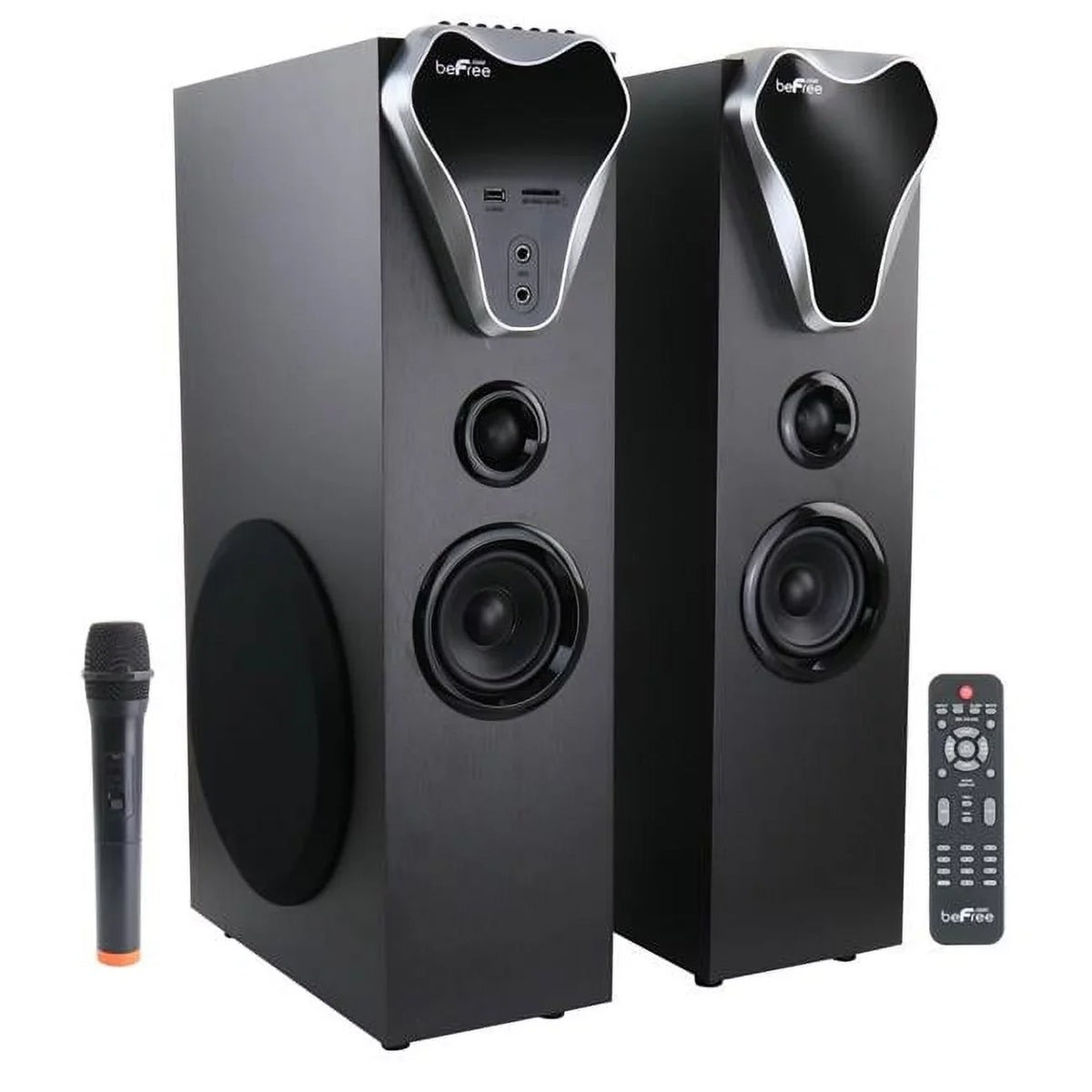 beFree Sound 2.1 Channel Bluetooth Tower Speakers with Optical Input, Black