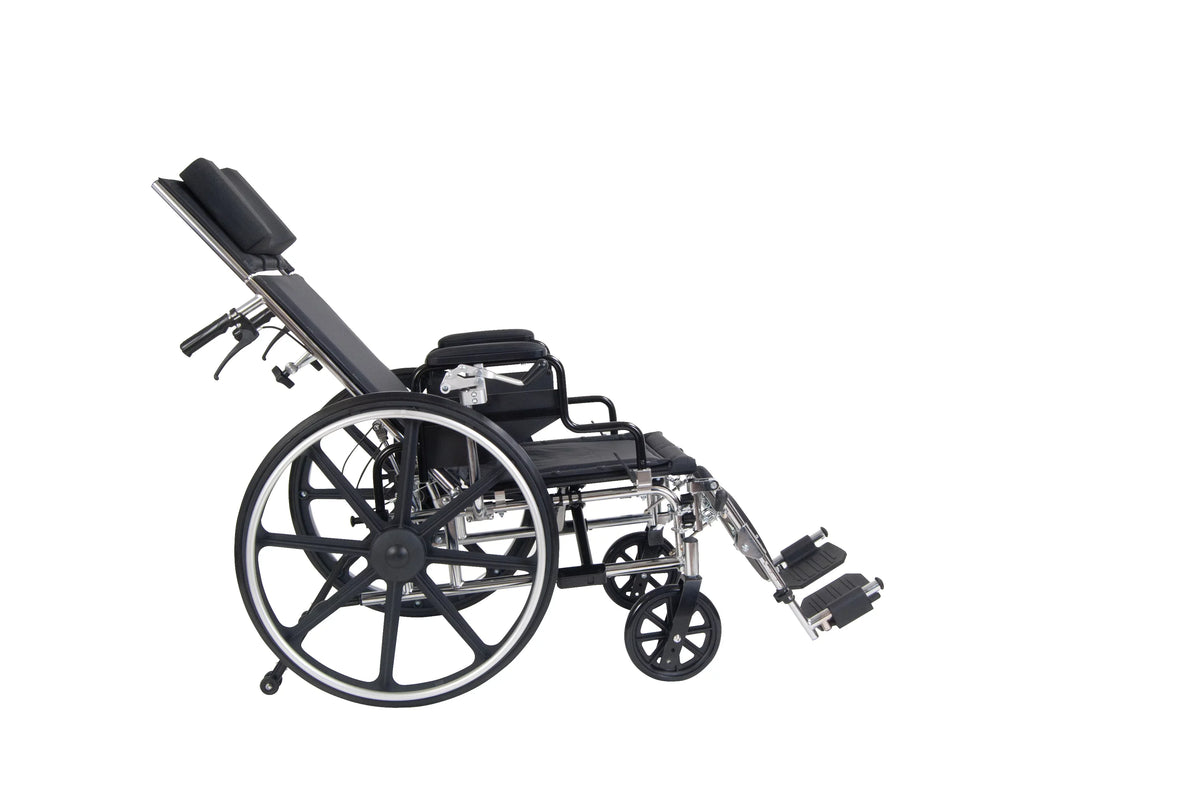 Drive Medical Viper Plus GT Full Reclining Wheelchair, Detachable Desk Arms, 18" Seat
