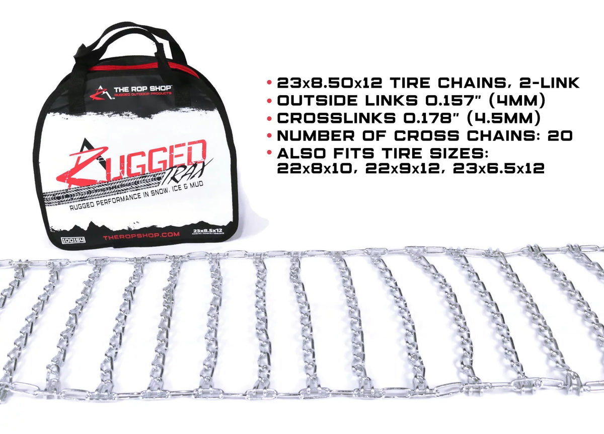 The ROP Shop | 2 Link Tire Chains & Tensioners for Kawasaki Brute Force ATV With 19x9.5x8 Tires